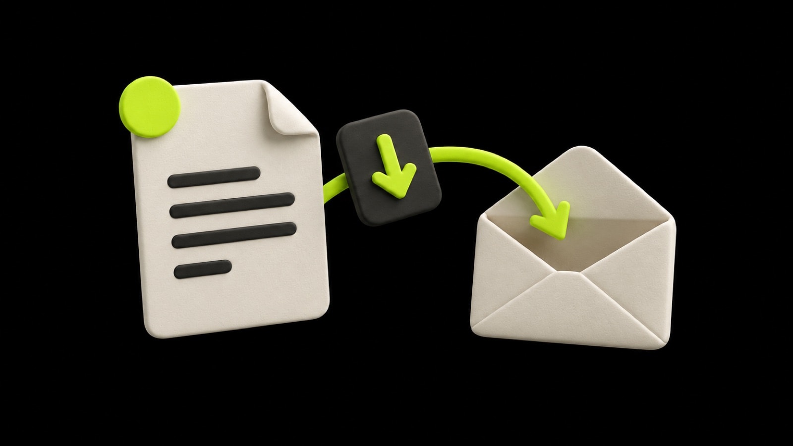 A document sent through a download token into an open envelope