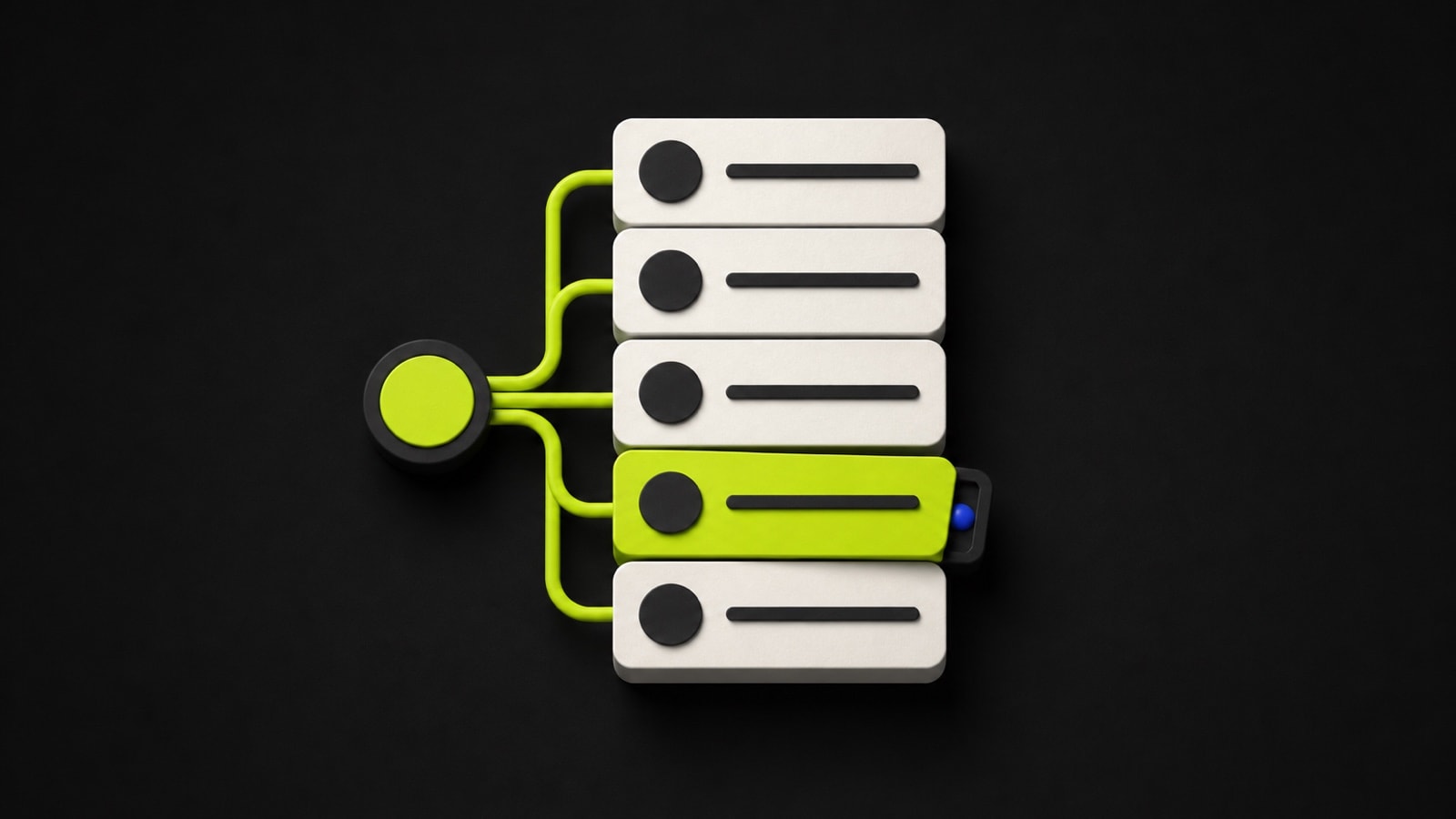 A profile node branching into a uniform stack of link cards
